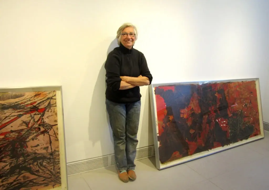Judy Pfaff installing her work at the Garrison Art Center