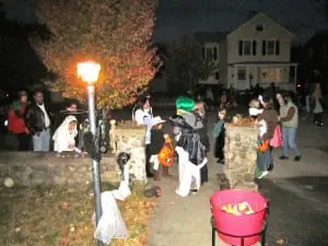 View looking out from the house at just a fraction of the trick-or-treaters who turn up on Parrott Street each year. 