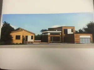 Conceptual drawing of Blu Homes modular models as they might appear on Fair Street in Cold Spring.