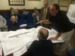 The planning board looks over the Blu Home plans at its Nov. 5 meeting.