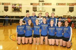 Varsity volleyball wins to advance to regional championship.  (Photo courtesy of Sharon DiPalo)