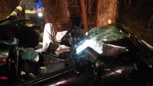 Scene of the Dec. 24 car accident after the GVFC extracted the driver.