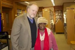 Hamilton Fish with Flora Jones of Beacon, who attended the discussion (photo by K.E. Foley)