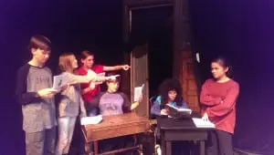 In rehearsal for The Trial of the Big Bad Wolf