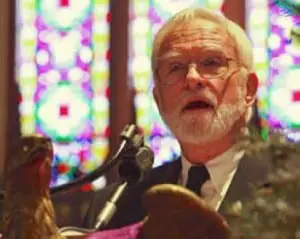 Frederick Osborn III spoke at the memorial service for Gordon Stewart. (Photo by Ross Corsair)