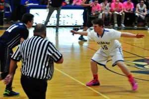 Haldane varsity freshman Aiden Siegel stops the Putnam Valley Tigers in their tracks.