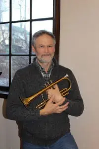 Man with a horn: David Limburg and his cornet (photo by A. Rooney)