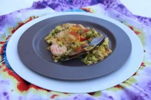 Plated paella