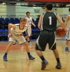 Blue Devil Eric Rizzi locks in on his opponent in the Feb. 23 semifinal.