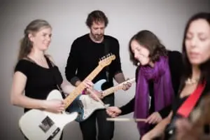 Laminatedâ
Menuâ
inâ
action:â
Sophiaâ
Jackson,â
left,â
Nealâ
Santelmann,â
Jenniferâ
Paull,â
Margaretâ
Hundleyâ
Parker