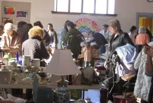 Bargain hunters at the 2014 St. Philip’s Nursery sale