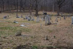 TombstonesâstandâamidâtreesâinâtheâCedarâStreet,âorâoldâNelsonville,âcemetery.â(PhotoâbyâL.S.âArmstrong)
