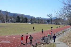 Haldane track and field practice sometimes takes place at Beacon High School. (Photo by P. Farrell)
