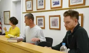 TheâNelsonvilleâVillageâBoard,âfromâleft:âTrusteeâDanielleâPackâMcCarthy,âMayorâTomâCorless,TrusteeâWillâDuncan