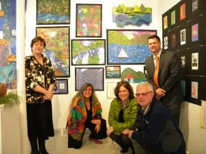Haldane Superintendent Diana Bowers, left, art teacher Jean Cendali, special ed director Jen Wilson, facilities director Mike Twardy, and Elementary School Principal Brent Harrington at the Garrison Art Center opening of "Rollin' on the River"