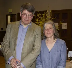 Nicholas Groombridge and Shelley Boris at Garrison Institute's Earth Day dinner and talk (Photo by K.E. Foley)
