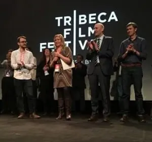 Ivy Meeropol (center) at a screening of Indian Point at the Tribeca Film Festival.