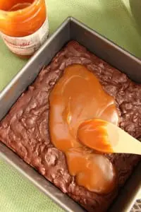 Turn out crunchy, gooey and chewy brownies with a layer of salted caramel sauce.
