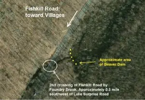 A map created by the Cold Spring Water Department shows the general site of the beaver dam on Foundry Brook.