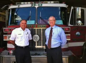 Beacon Fire Chief Gary Van Voorhis and City Administrator Anthony Ruggiero. Photo by B. Cronin