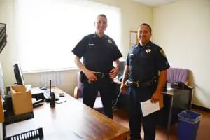 Deputy Brian Aisenstat, left, works at the substation, which Sgt. Mike Szabo, oversees.