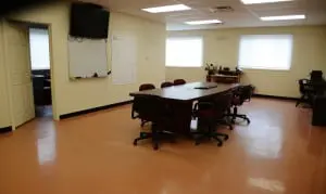 The renovated upstairs of the old Nelsonville firehouse, now the Putnam County Sheriff's Department substation, contains offices and conference space, among other facilities.