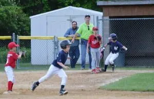 Philipstown Little League Yankees round bases against Nationals in 11-0 win.