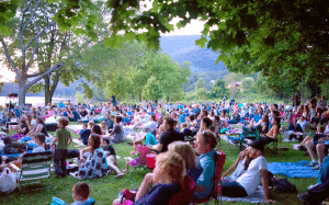 The crowd enjoys a screening on the Cold Spring riverfront.