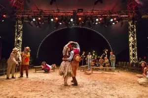 Susannah Millonzi and Babak Tafti, center, in "The Winter's Tale"