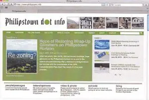 Theâ
frontâ
ofâ
aâ
flyerâ
distributedâ
atâ
theâ
Philipstownâ
dotâ
infoâ
launchâ
onâ
Julyâ
4,â
2010,â
reproducedâ
theâ
websiteâ
homepageâ
thatâ
day.â
(Datesâ
ofâ
articlesâ
listedâ
referredâ
toâ
advanceâ
scheduling.)â