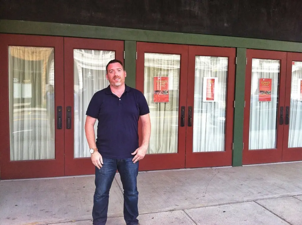 Brendan McAlpine in front of the Beacon Theatre (Photo by B. Cronin)