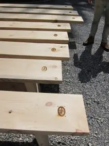 Someâofâtheâ80ânewlyâbuiltâbenches,âbrandedâwithâtheâMadeâinâPhilipstownâlogoâ