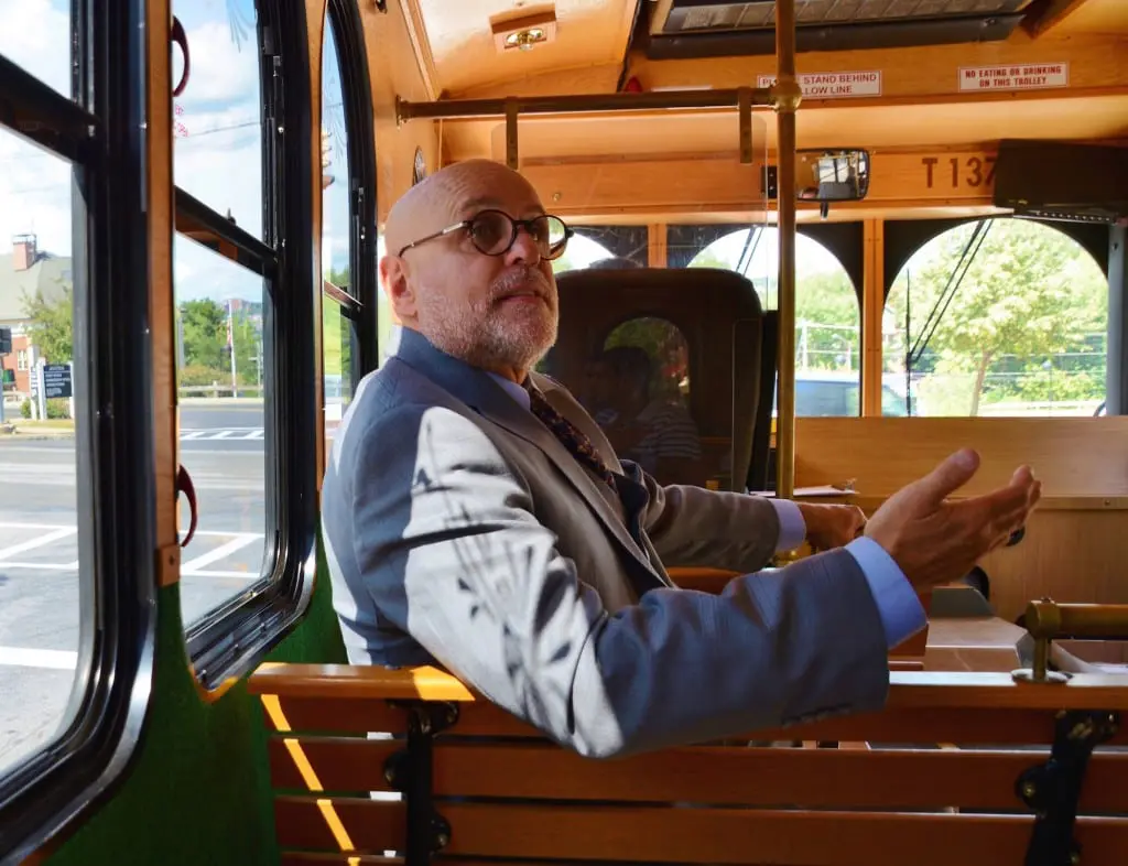 Vincent Tamagna on the trolley
