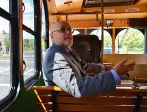 Vincent Tamagna on the trolley