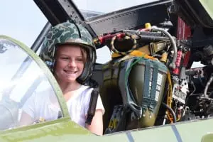 Kids and adults alike got to sit in the cockpit of an F-4 Phantom at the New York Air Show.