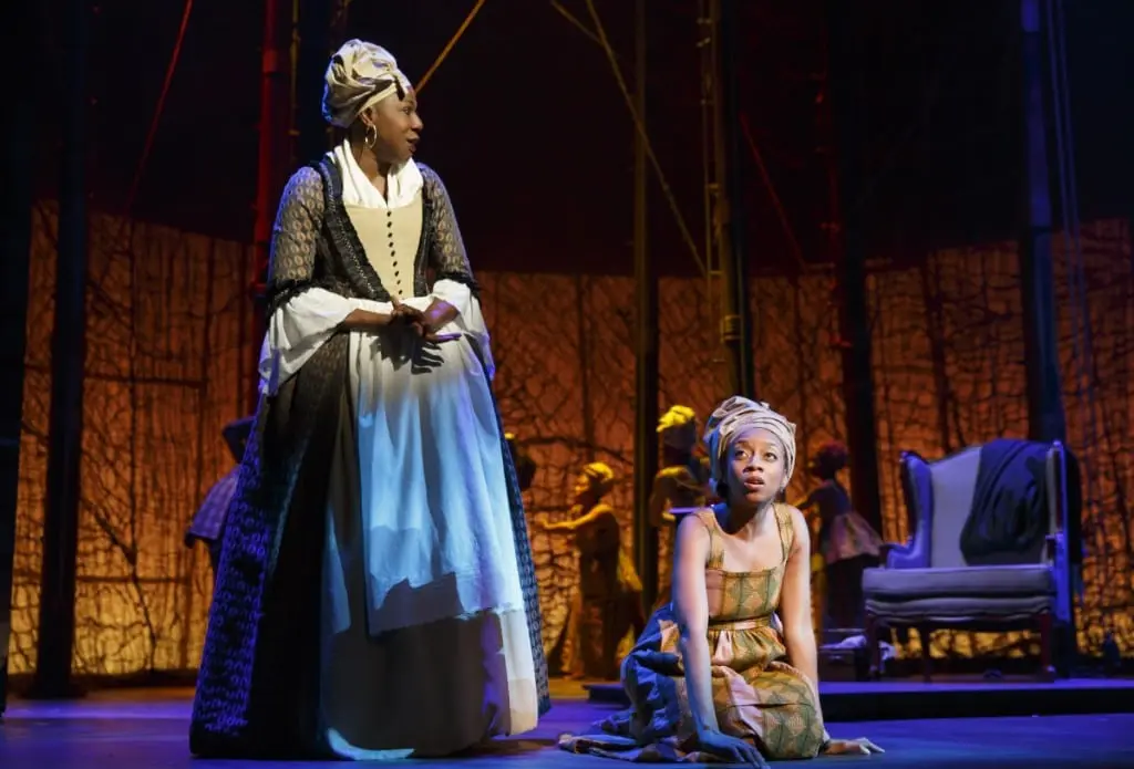 Laiona Michell, left, and Rachael Ferrera perform in a scene from "Amazing Grace". (Photo by Joan Marcus courtesy of Boneau/Bryan-Brown)