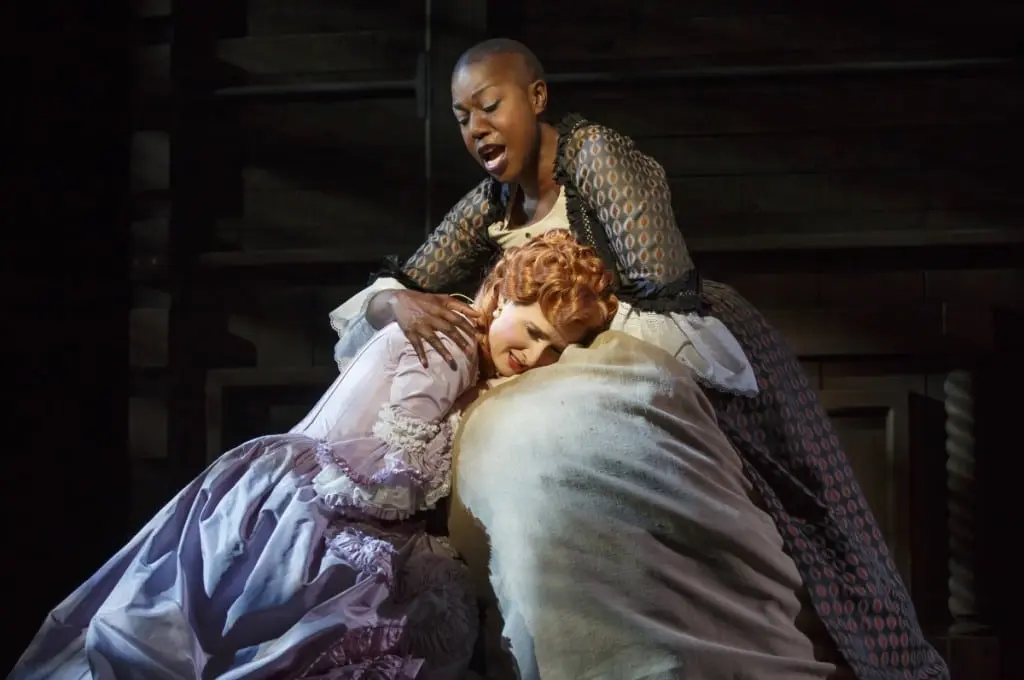 Erin Mackey, left, and Laiona Michelle perform a scene from "Amazing Grace". (Photo by Joan Marcus, courtesy of Boneau/Bryan-Brown)