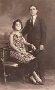 A studio photographer's portrait of Antonina Ricevuto Pidala and Francesco Pidala