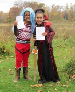 Two adventurers on the I Spy Halloween Trail (photo provided) 