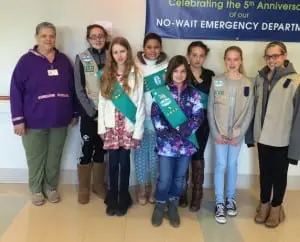 Girls Scouts from the Hudson Valley met with Verna Thorne, far left, to deliver gift bags for other kids (photo provided)  