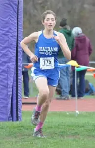 Wylie Thornquist heads for the finish line at the state championship race on Nov. 14. (Photo by Peter Farrell)