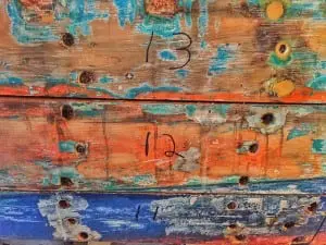 Close up of the hull of the Woody Guthrie. (Photo by B. Cronin) 