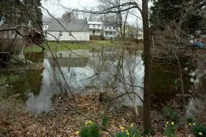 Backyard flooding near Main Street in Nelsonville in 2007 (file photo by L.S. Armstrong)