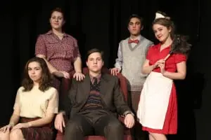 The 'Friday cast's' Antrobus family and their maid, (clockwise, from left): Josie Altucher, Becky Gore, Ronan Wood Gallagher, Jeremy Roffman, Bella Convertino (Photo by Jim Mechalakos)
