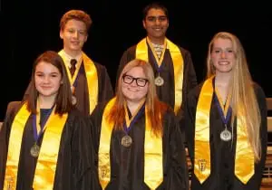 Back row: Ted Northup (president), Shawn Sharifi (public relations officer). Front row: Sophia Sburlati (secretary), Caitlyn Roberts (vice president), Emma Alitz (treasurer). Northup, Sharifi and Sburlati attended Garrison School. (Photo provided)