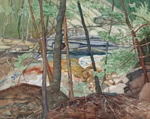 Tree and Stream, a watercolor by George Knaus (courtesy Lisa Knaus)