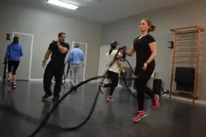 Battle ropes are a popular workout. (Photo by M. Turton)