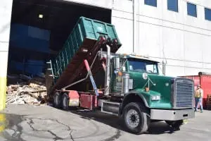 A load of cardboard arrives at the plant. (Photo by M. Turton) 