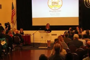 OdellâpresentsâherâannualâstateâofâtheâcountyâaddressâinâMahopacâonâMarchâ10â(photoâprovided).â 