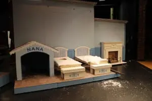 The set of "Peter Pan" under construction. Students worked on the design under the guidance of parent mentors. (Photo by A. Rooney)